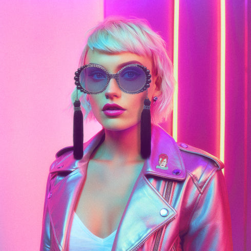 Elton Tassel Oversized Round Sunglasses